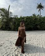 Strapless Asymmetric Maxi Dress