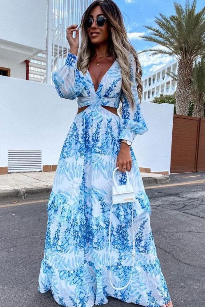 Long-Sleeve Dress with Print Details