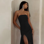 Fringe-Detail Dress with Slit Detail