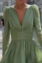 Green Pleated Dress