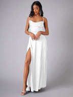 Satin Mermaid Dress with Ruching