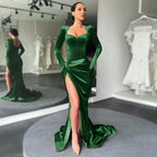 Velvet Velvet-Look High-Slit Maxi Dress