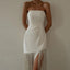 Fringe-Detail Dress with Slit Detail