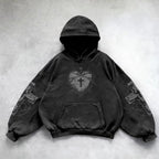 Gothic Relaxed-Fit Hoodie with Polyester Fabric