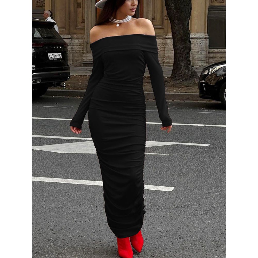 Red Strapless Off-Shoulder Maxi Dress