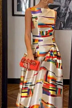 Printed Slim-Fit Sleeveless Dress