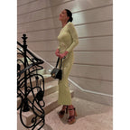Knit Slim-Fit Maxi Dress with Long Sleeves