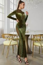 Velvet Mesh Panelled Dress