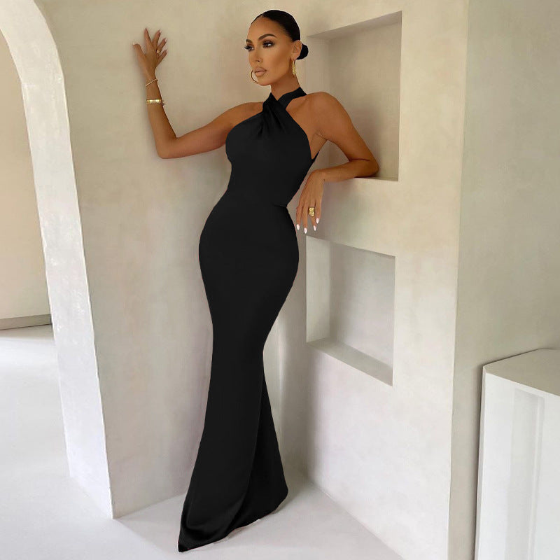 Crepe Mesh Sheer Dress