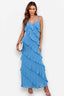 U-Neck Open-Back Maxi Dress with Off-Shoulder Neckline