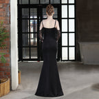 V-Neck Mermaid Dress with Off-Shoulder Neckline