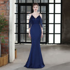 V-Neck Mermaid Dress with Off-Shoulder Neckline