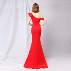 One-Shoulder Maxi Dress with Crepe Texture