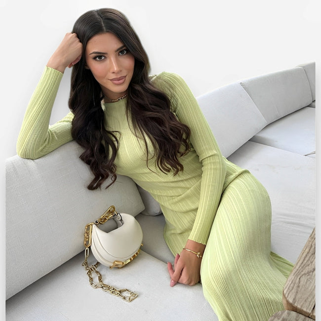 Knit Slim-Fit Maxi Dress with Long Sleeves Main image