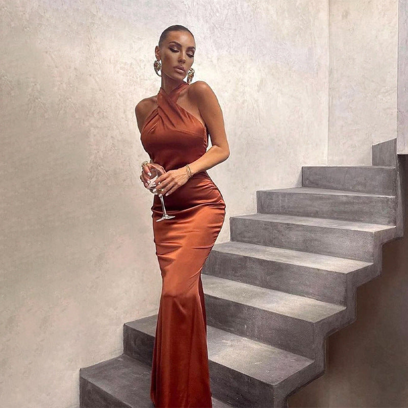 Crepe Mesh Sheer Dress