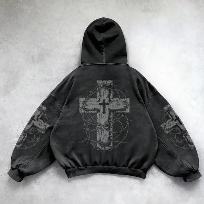 Gothic Relaxed-Fit Hoodie with Polyester Fabric Main image