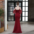 V-Neck Mermaid Dress with Off-Shoulder Neckline