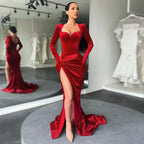 Velvet Velvet-Look High-Slit Maxi Dress