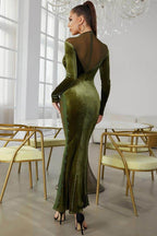 Velvet Mesh Panelled Dress