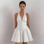 Lace Cotton Dress with Halter Neckline