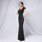 One-Shoulder Maxi Dress with Crepe Texture