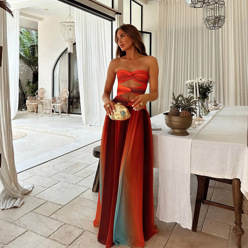 Strapless Relaxed-Fit Maxi Dress with A-Line Shape