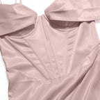 Satin Pink Mini Dress with Corset Details