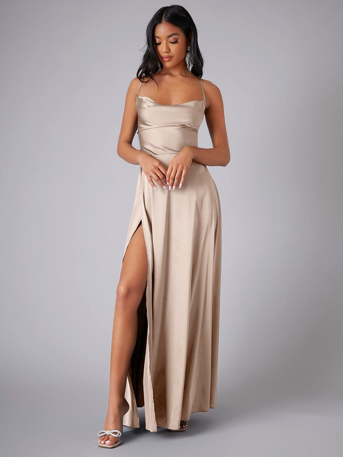 Satin Mermaid Dress with Ruching