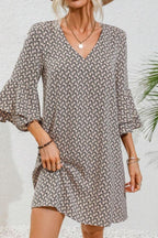 V-Neck Flared Dress with Short Length