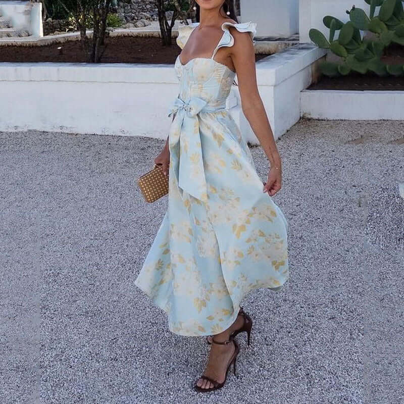 Floral Vintage-Inspired Dress with Cami Straps