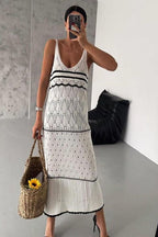 Striped Midi Dress with Knit Texture