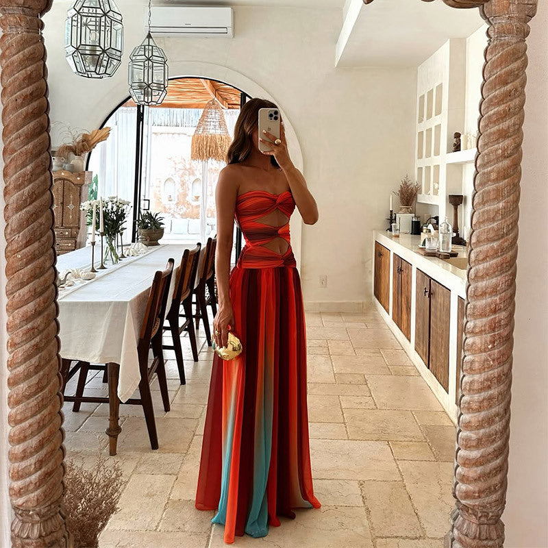 Strapless Relaxed-Fit Maxi Dress with A-Line Shape