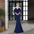 Evelyn V-Neck Off The Shoulder Mermaid Prom Dress - Lady Occasions