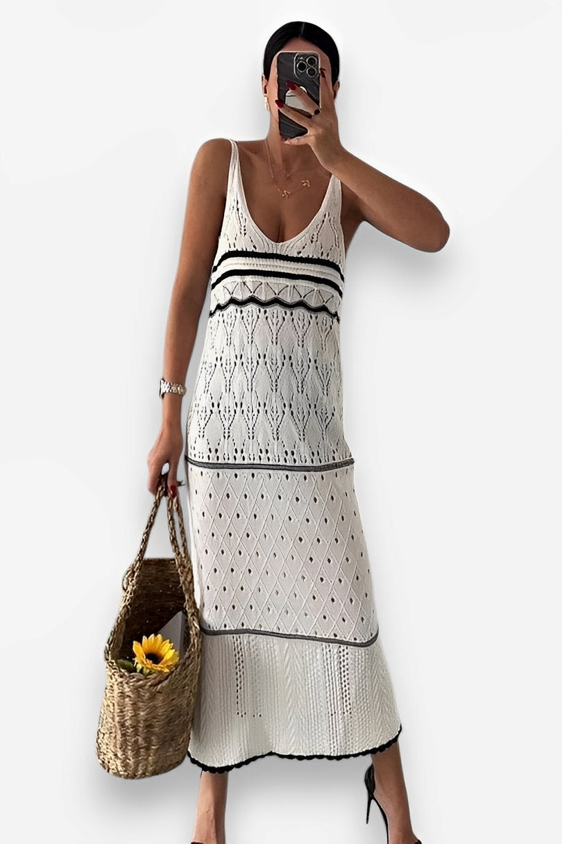 Striped Midi Dress with Knit Texture