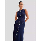 Slim-Fit Crew-Neck Sleeveless Maxi Dress