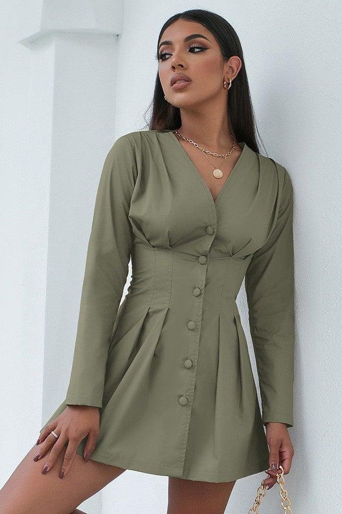 V-Neck Ruched Dress
