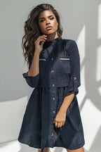 Button-Detail Relaxed-Fit Dress with Strap Details