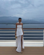 Strapless Asymmetric Maxi Dress
