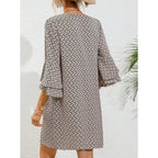 V-Neck Flared Dress with Short Length