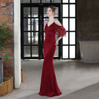 V-Neck Mermaid Dress with Off-Shoulder Neckline