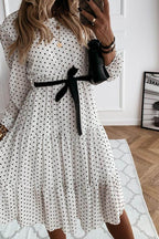 Polka-Dot Midi Dress in White