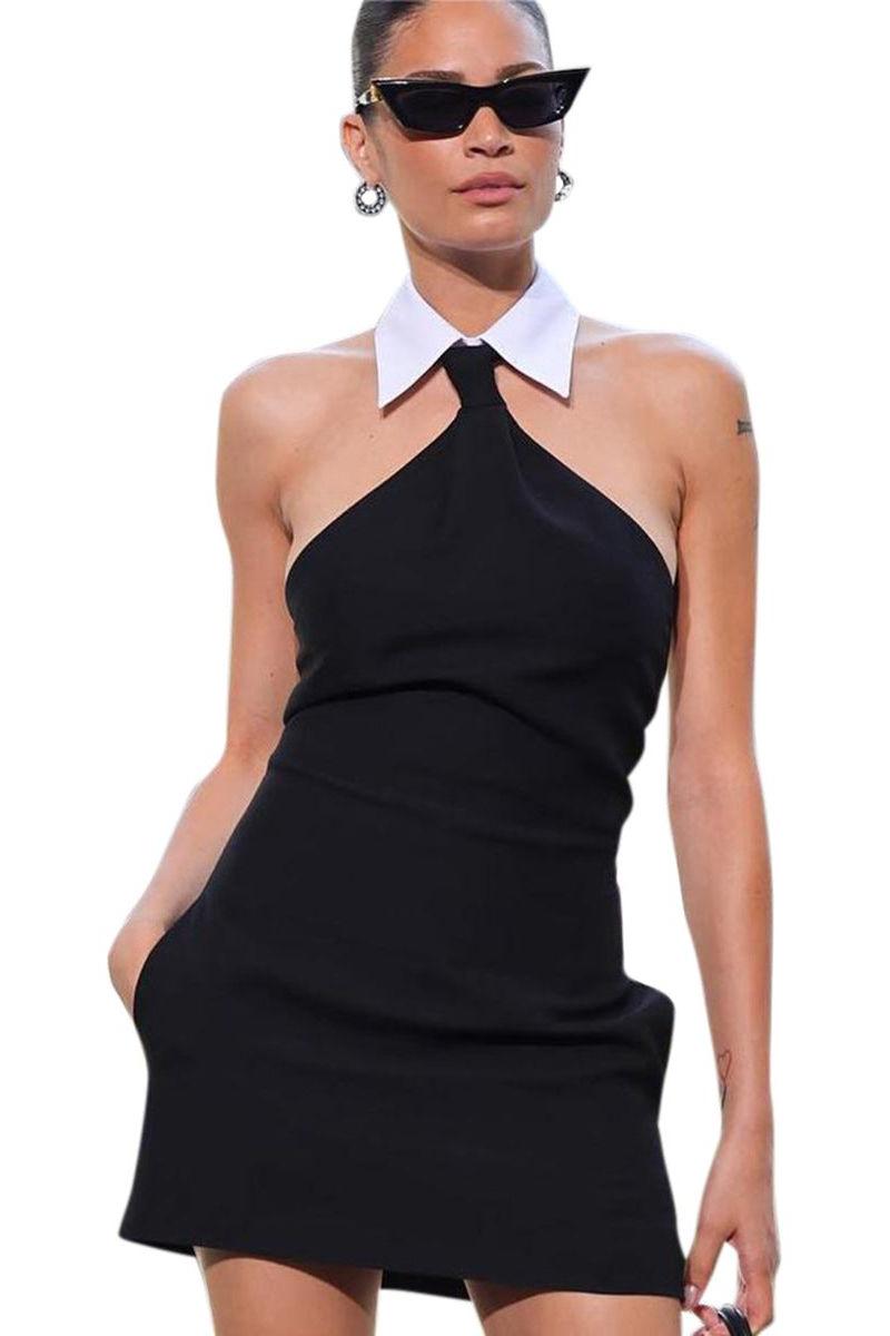 Fitted Black Dress with Twist Detail