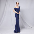 One-Shoulder Maxi Dress with Crepe Texture