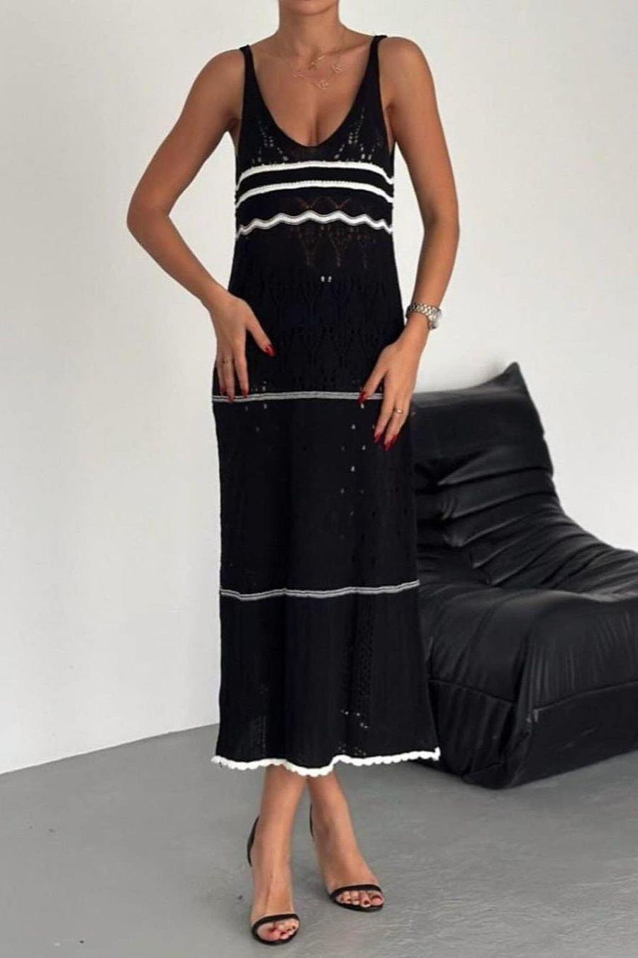 Striped Midi Dress with Knit Texture