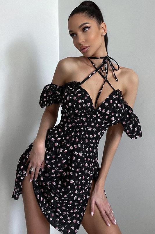 Floral Dress with Open Back
