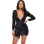 Sequined Mini Dress with Long Sleeves