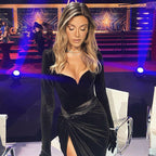 Velvet Velvet-Look High-Slit Maxi Dress