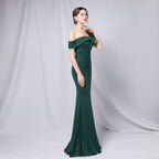 One-Shoulder Maxi Dress with Crepe Texture
