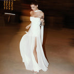 Strapless Asymmetric Maxi Dress