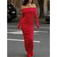 Red Strapless Off-Shoulder Maxi Dress
